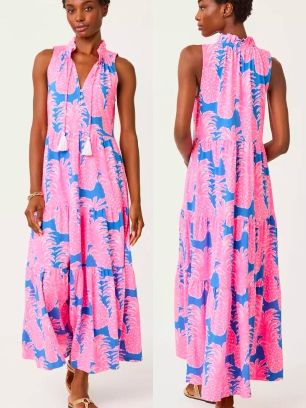 NWT Lilly Pulitzer Malone Maxi Dress in Blue Haven Little Flamenco, Size XS